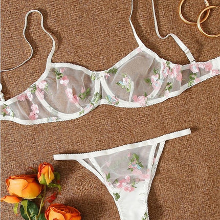 Women's Sexy Three-Point Mesh Lingerie Set (Bra + Underwear)