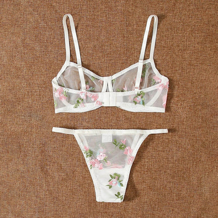 Women's Sexy Three-Point Mesh Lingerie Set (Bra + Underwear)