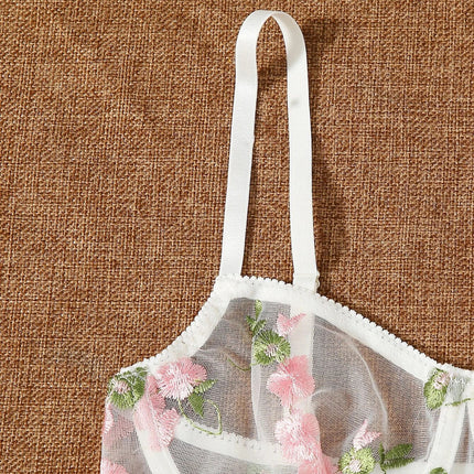 Women's Sexy Three-Point Mesh Lingerie Set (Bra + Underwear)