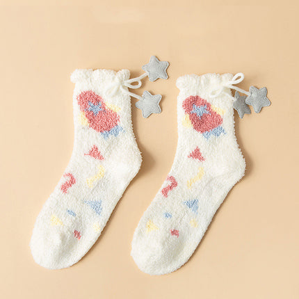 Winter Thick Women’s Socks – Japanese Sweet Cartoon Coral Fleece Socks