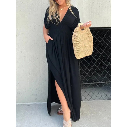 Women’s Casual Summer Short-Sleeve Dress – Lightweight Polyester Dress