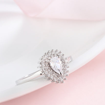 Silver Rhinestone Geometric Ring