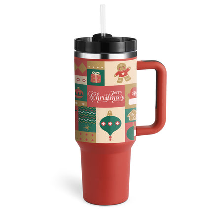 40oz Insulated Tumbler with Handle, Straw & Spill-Proof Lid
