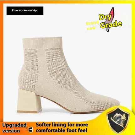 Waterproof Platform Booties with Square Toe for Women