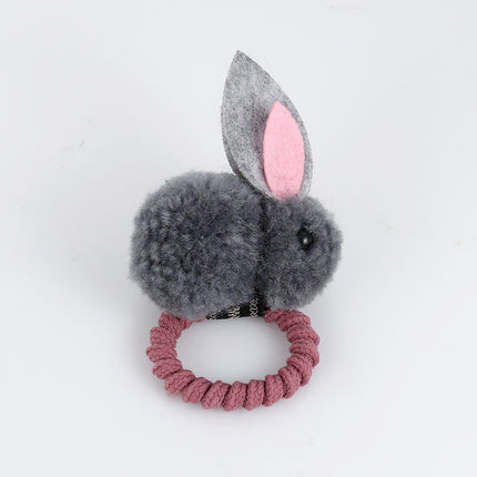 Cartoon Rabbit Hair Tie – Soft Nylon & Polyester Hair Band with Hair Ball Accent