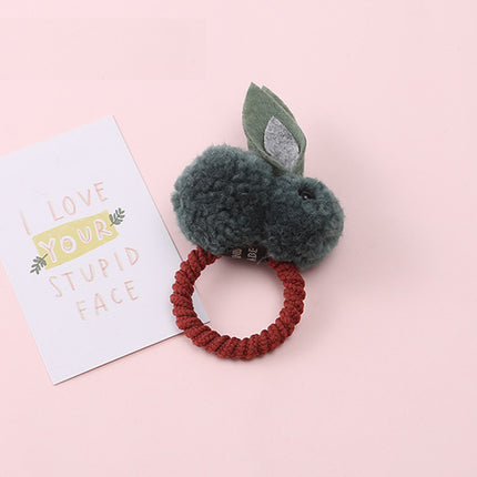 Cartoon Rabbit Hair Tie – Soft Nylon & Polyester Hair Band with Hair Ball Accent