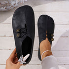 Women’s Casual Low-Top Flat Shoes – PU Leather Shallow Mouth Comfort Flats
