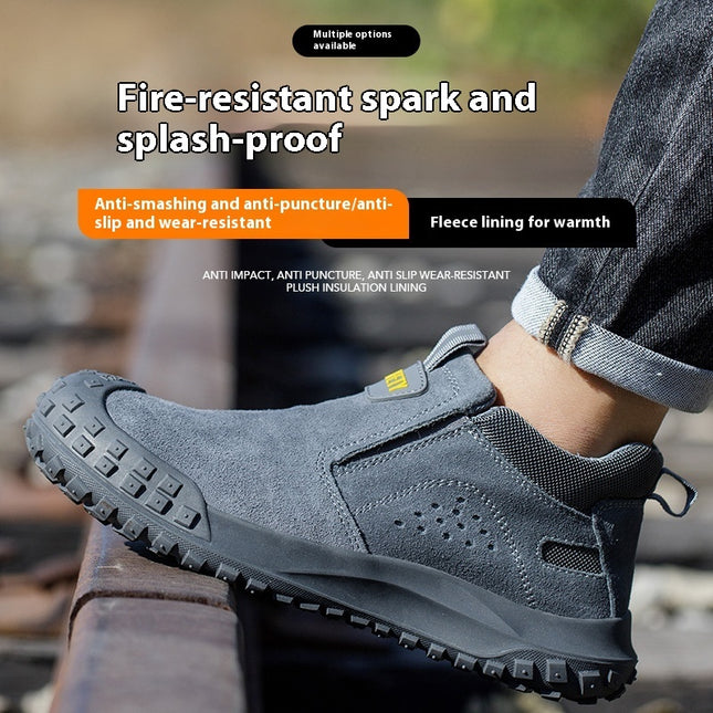 Industrial Safety Suede Leather Steel Toe Work Boots