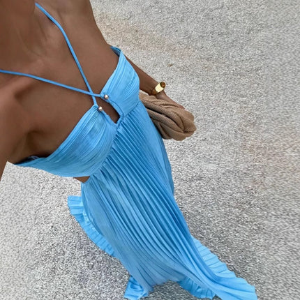 Women’s High-Waist Tube Top Maxi Dress – Solid Color Large Swing Long Dress