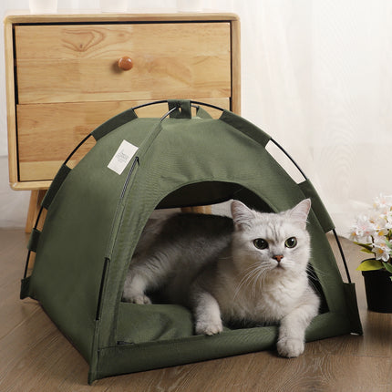 Cat & Dog Tent Cooling Bed with Cushion – Portable Pet Sofa House for Indoor & Camping