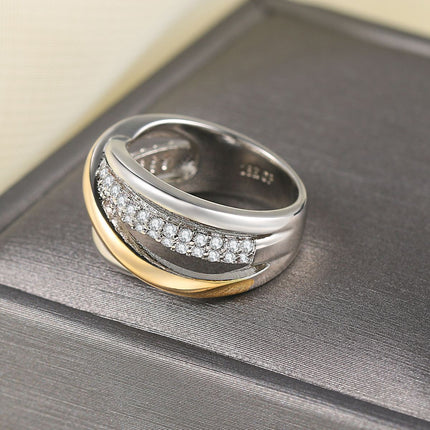 Women's Geometric Zircon Ring – European & American Style