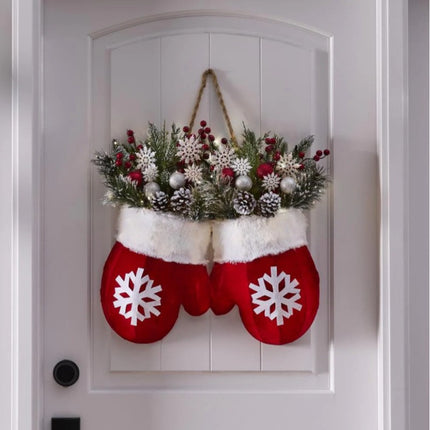 Christmas Gloves Wreath – LED Hanging Door Ornament (Luminous & Non-Luminous Styles)