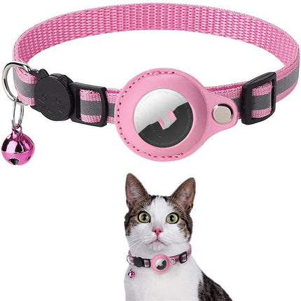 Reflective Waterproof Airtag Pet Collar – Nylon Adjustable Cat & Dog Collar with Protective Holder
