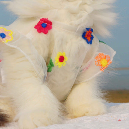 Princess Fairy Flower Embroidery Dress with Hand-Woven Straw Hat for Cats and Dogs