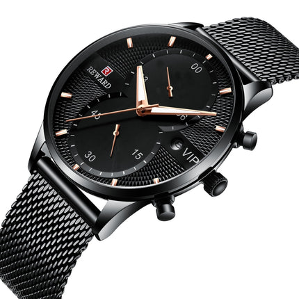 Men’s Business Quartz Watch – 30M Waterproof, Calendar Function, Stainless Steel Strap