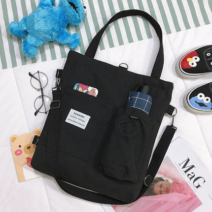 Harajuku Canvas Backpack Tote Bag – Korean Style Student Shoulder & School Bag