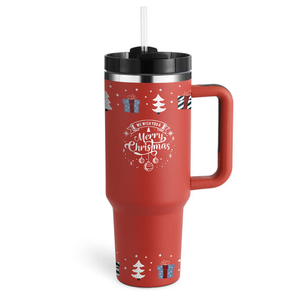 40oz Insulated Tumbler with Handle, Straw & Spill-Proof Lid