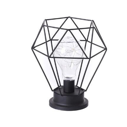 Minimalist Hollow Iron Table Lamp – Creative Wine Bottle Design with Copper Wire Lights