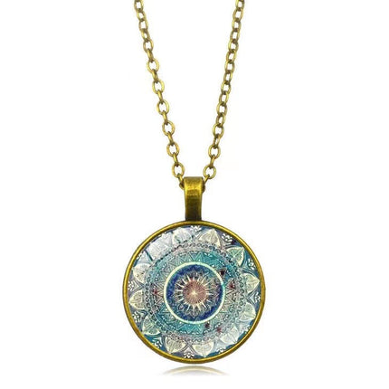 Women’s Vintage Lotus Pod Necklace – Alloy & Acrylic Geometric Pendant