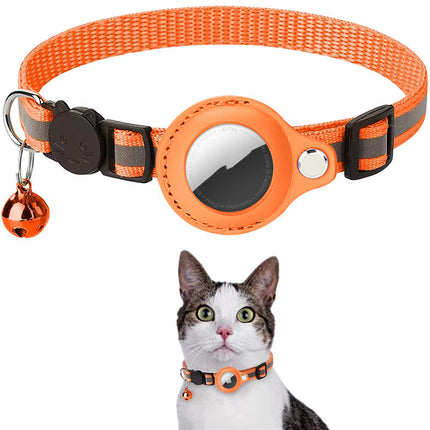 Reflective Waterproof Airtag Pet Collar – Nylon Adjustable Cat & Dog Collar with Protective Holder