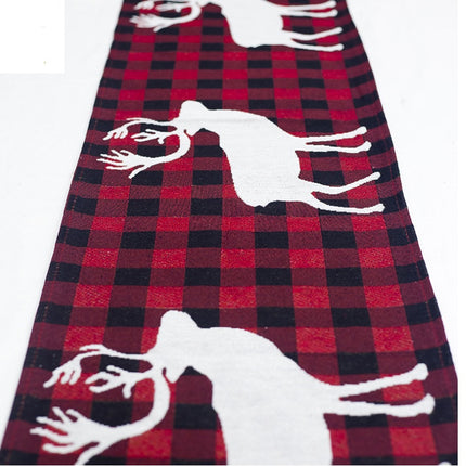 Christmas Elk & Snowman Table Runner – Cotton Linen Merry Christmas Table Flag
