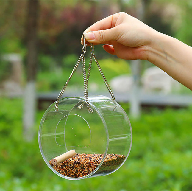 Acrylic Bird Food Box (Round Design)
