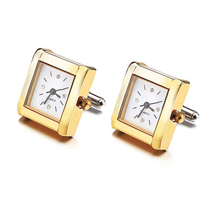 High-Grade Watch Movement Cufflinks – Stainless Steel Mechanical Clock Design