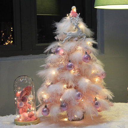 Pink LED Christmas Tree – Feather Decorative Tabletop Holiday Tree