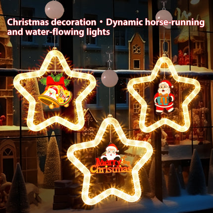 LED Five-Pointed Star Christmas Pendant Light – Battery Powered Window Hanging Decoration