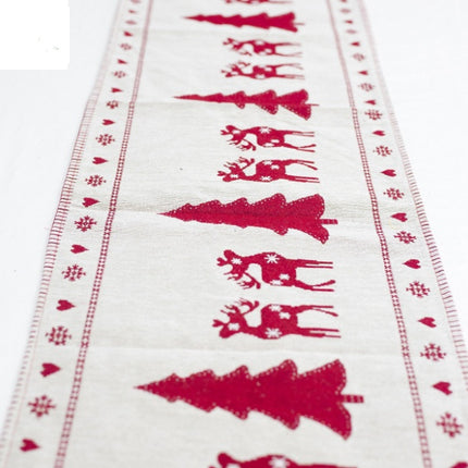 Christmas Elk & Snowman Table Runner – Cotton Linen Merry Christmas Table Flag