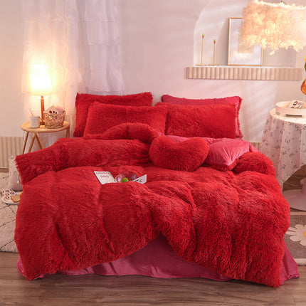 Luxury Thick Fleece Bedding Set – Warm Plush Winter Duvet Cover Set with Bed Sheet & Pillowcases