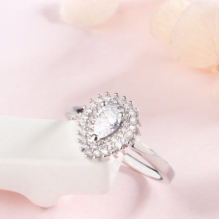 Silver Rhinestone Geometric Ring