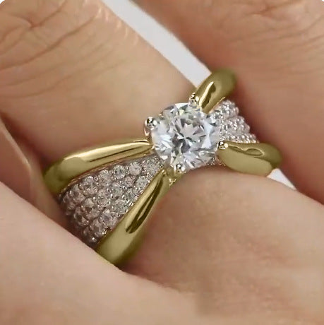 Women’s Geometric Alloy Fashion Ring – Rose Gold & Gold