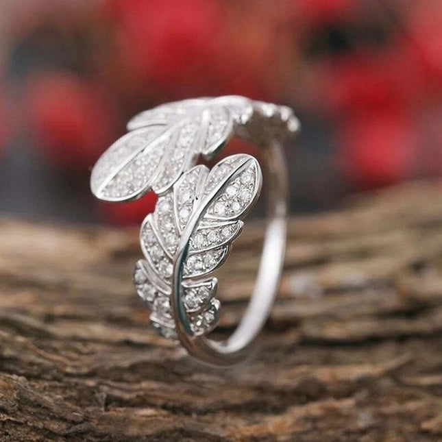 Women's Winged Zircon Cartoon Character Ring – White Gold Finish