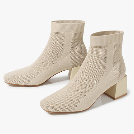 Waterproof Platform Booties with Square Toe for Women
