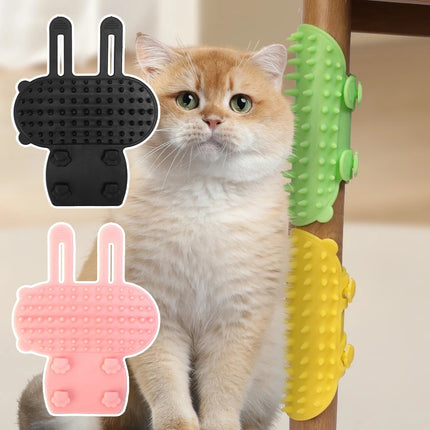 Self-Grooming Pet Massage Comb – Wall Corner Cat Scratcher & Hair Removal Brush