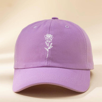 Casual Rose Embroidered Baseball Cap – Unisex Washed Vintage Hat