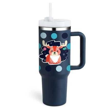 40oz Insulated Tumbler with Handle, Straw & Spill-Proof Lid