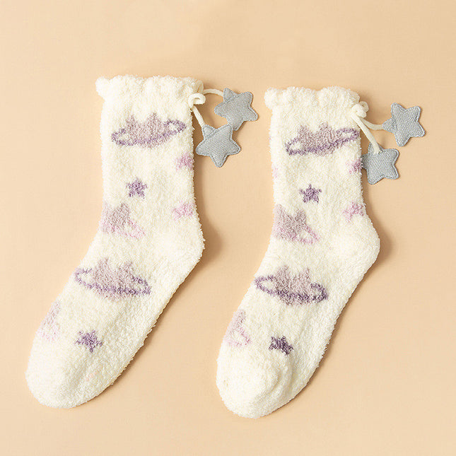 Winter Thick Women’s Socks – Japanese Sweet Cartoon Coral Fleece Socks