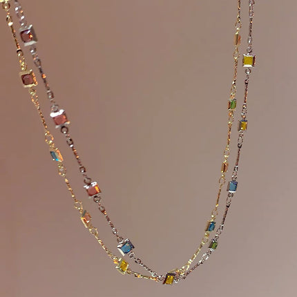 Geometric Crystal Clavicle Chain Necklace