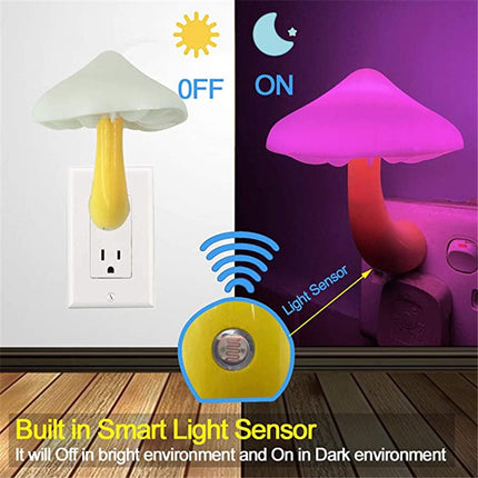LED Mushroom Night Light with Light Sensor – EU & US Plug