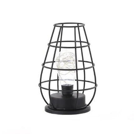 Minimalist Hollow Iron Table Lamp – Creative Wine Bottle Design with Copper Wire Lights