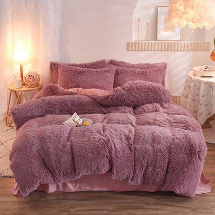 Luxury Thick Fleece Bedding Set – Warm Plush Winter Duvet Cover Set with Bed Sheet & Pillowcases
