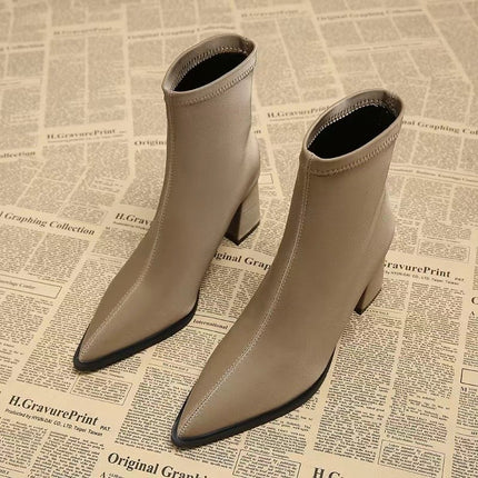 Fashion Wedge Heel Pointed Toe Casual Boots for Women