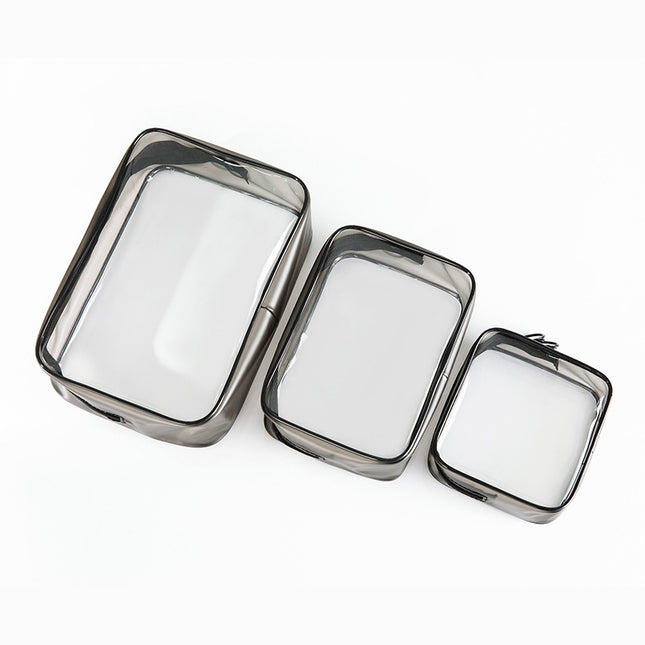 3-Piece Transparent Travel Storage Bag Set – PVC Cube Pouches for Toiletries, Cosmetics & Clothing