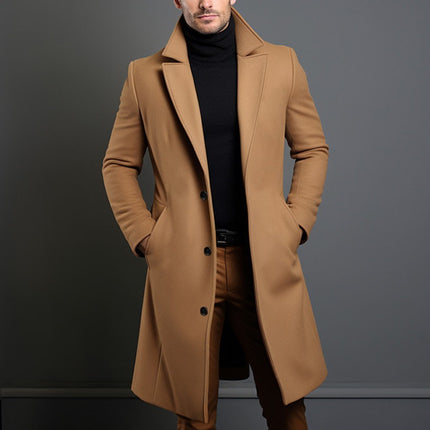Men’s British Style Woolen Coat – Leisure Straight Hem Outerwear