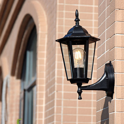 Retro Courtyard Wall Lamp – Hexagonal Outdoor Fixture
