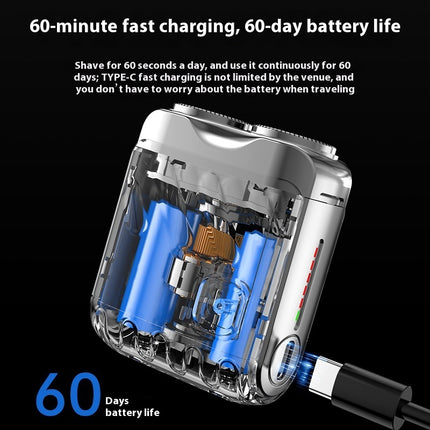 Mini Rechargeable Dual-Ring Electric Shaver – Portable Travel Razor for Men