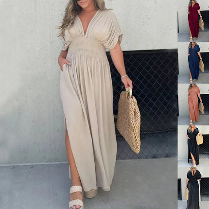 Women’s Casual Summer Short-Sleeve Dress – Lightweight Polyester Dress