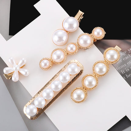 Alloy Hairpin with Flower and Pearl Accents